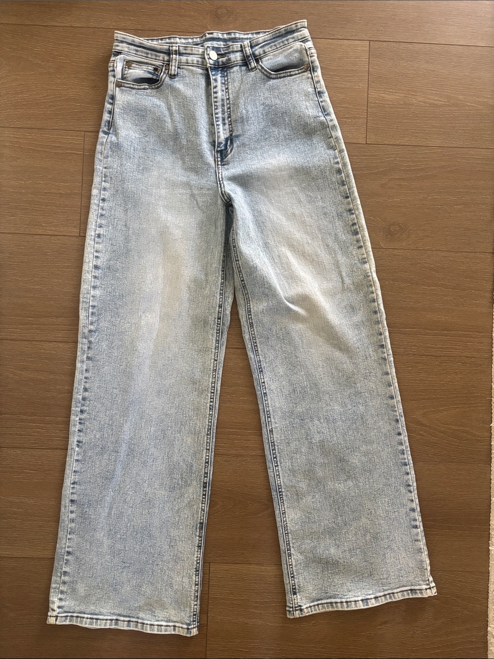 OOTDFash Women's Straight Leg Jeans - Light Blue Wash